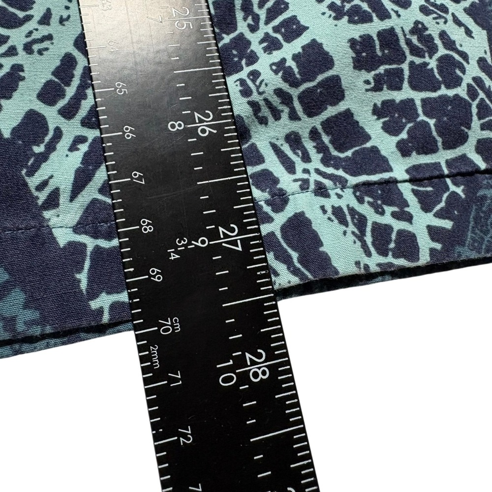 Hilo Hattie Polo Shirt XL Blue Teal Leaf Vein Geometric Made in Hawaii Aloha - Picture 6 of 6